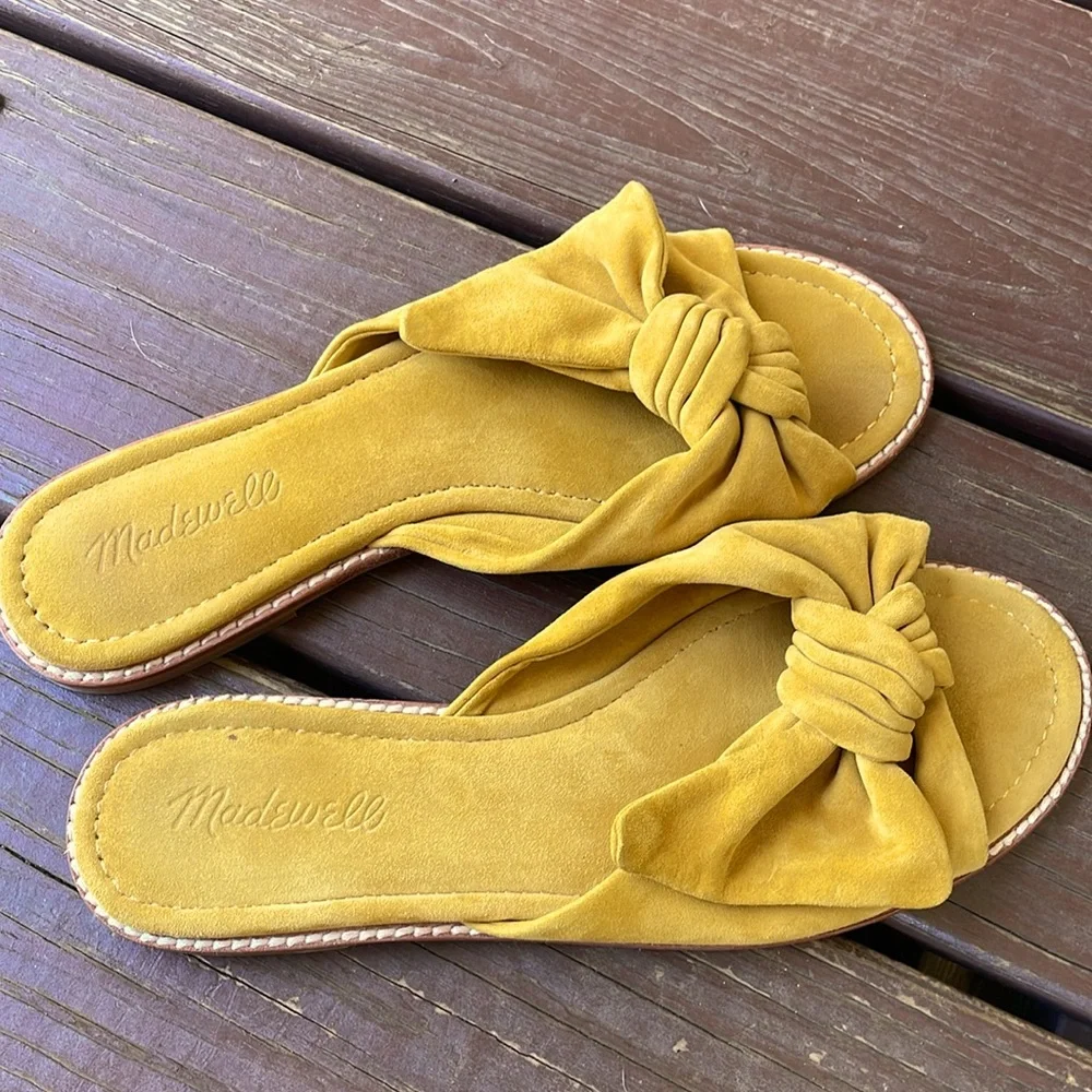 Madewell Mustard Tan Knot Slide Sandals